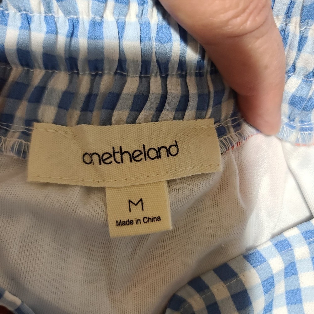 NWT Onetheland Blue Gingham and Floral Skirt size Medium - Picture 5 of 6